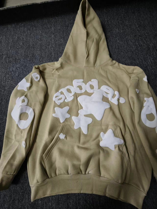 Beige Sp5der hoodie