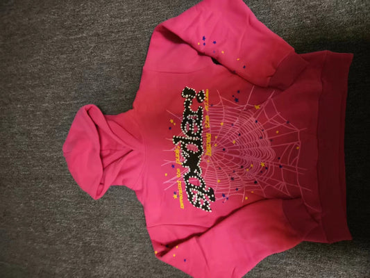 Pink and black Sp5der hoodie