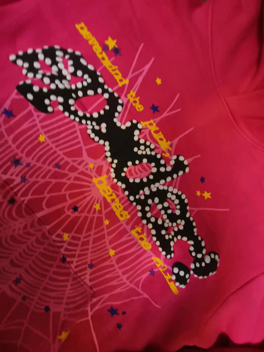 Pink and black Sp5der hoodie